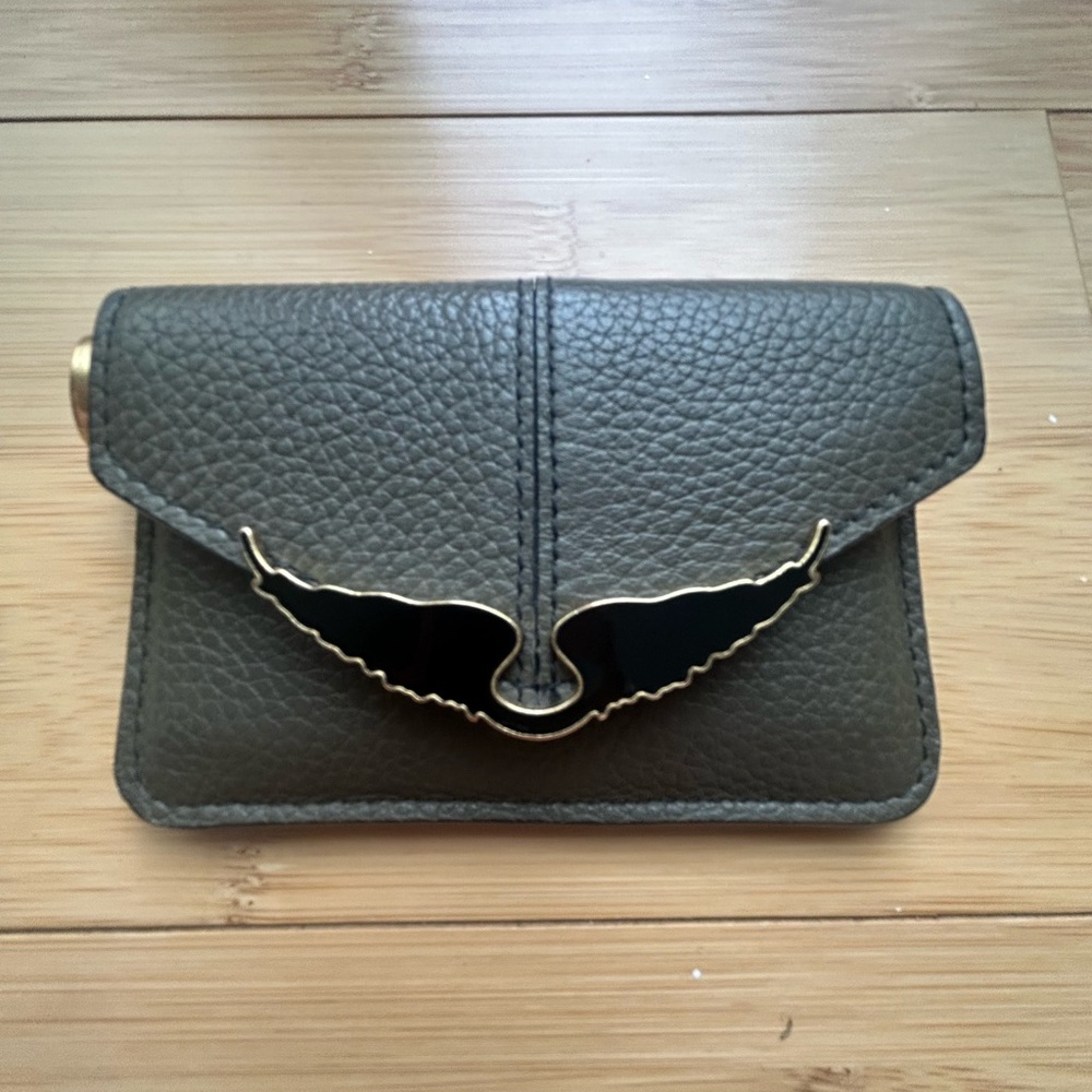Zadig & Voltaire Dark Olive green and Gold Card Holder
